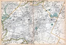 Newton, Waltham, Needham, Waban, Wellesley, Weston, Massachusetts State Atlas 1900